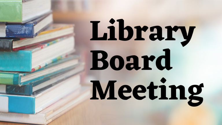 Library Board Meeting text with books