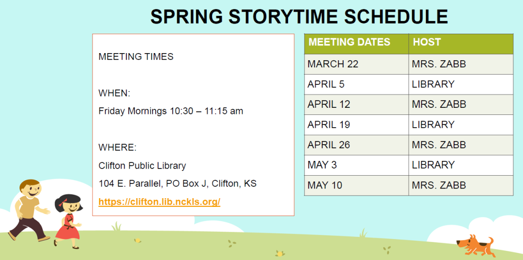 StoryTIme Dates and Hosts